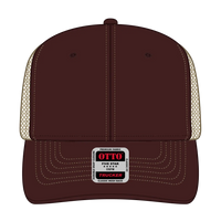 OTTO 112-1 6 Panel Mid Profile Mesh Back Trucker Cap - Brn/Brn/Kha - Brn/Brn/Kha / 7 3/8’’ - 7 5/8’’