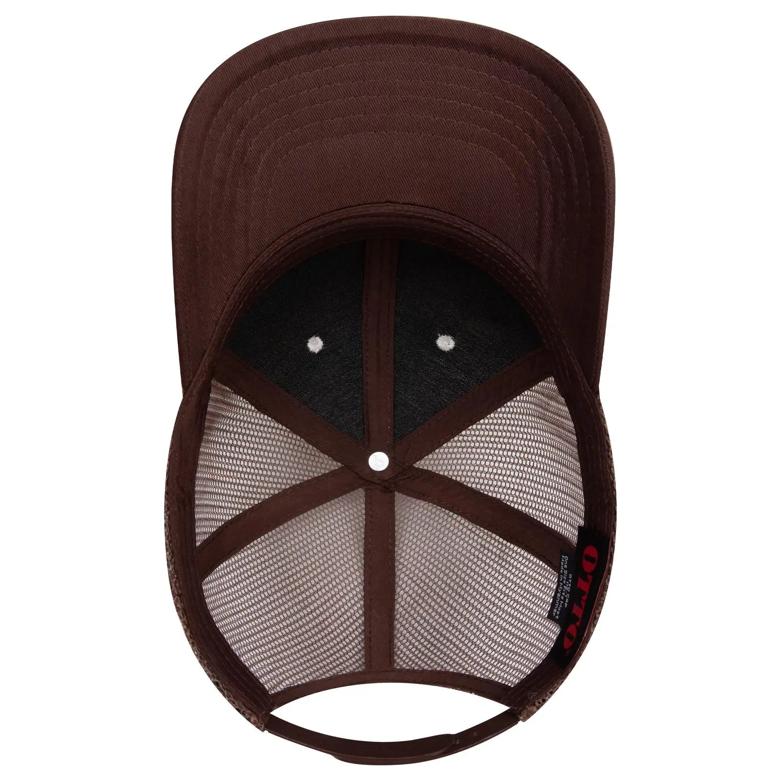 OTTO 112-1 6 Panel Mid Profile Mesh Back Trucker Cap - Brn/Natrl/Brn - Brn/Natrl/Brn / 7 3/8’’ - 7 5/8’’