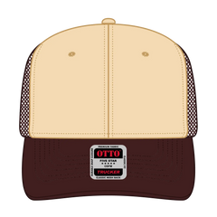 OTTO 112-1 6 Panel Mid Profile Mesh Back Trucker Cap - Brn/Natrl/Brn - Brn/Natrl/Brn / 7 3/8’’ - 7 5/8’’