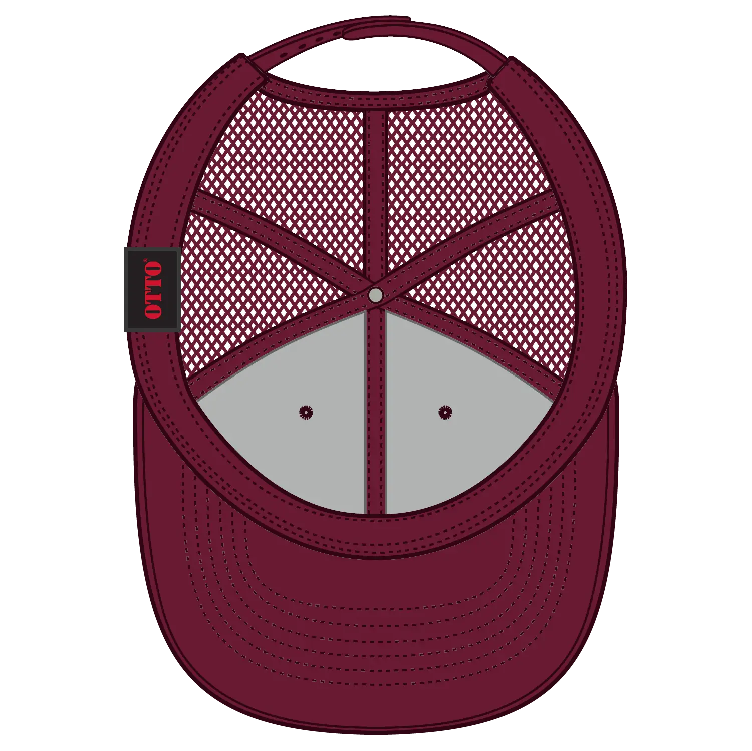 OTTO 112-1 6 Panel Mid Profile Mesh Back Trucker Cap - Burg. Marn - Burg. Marn / 7 3/8’’ - 7 5/8’’