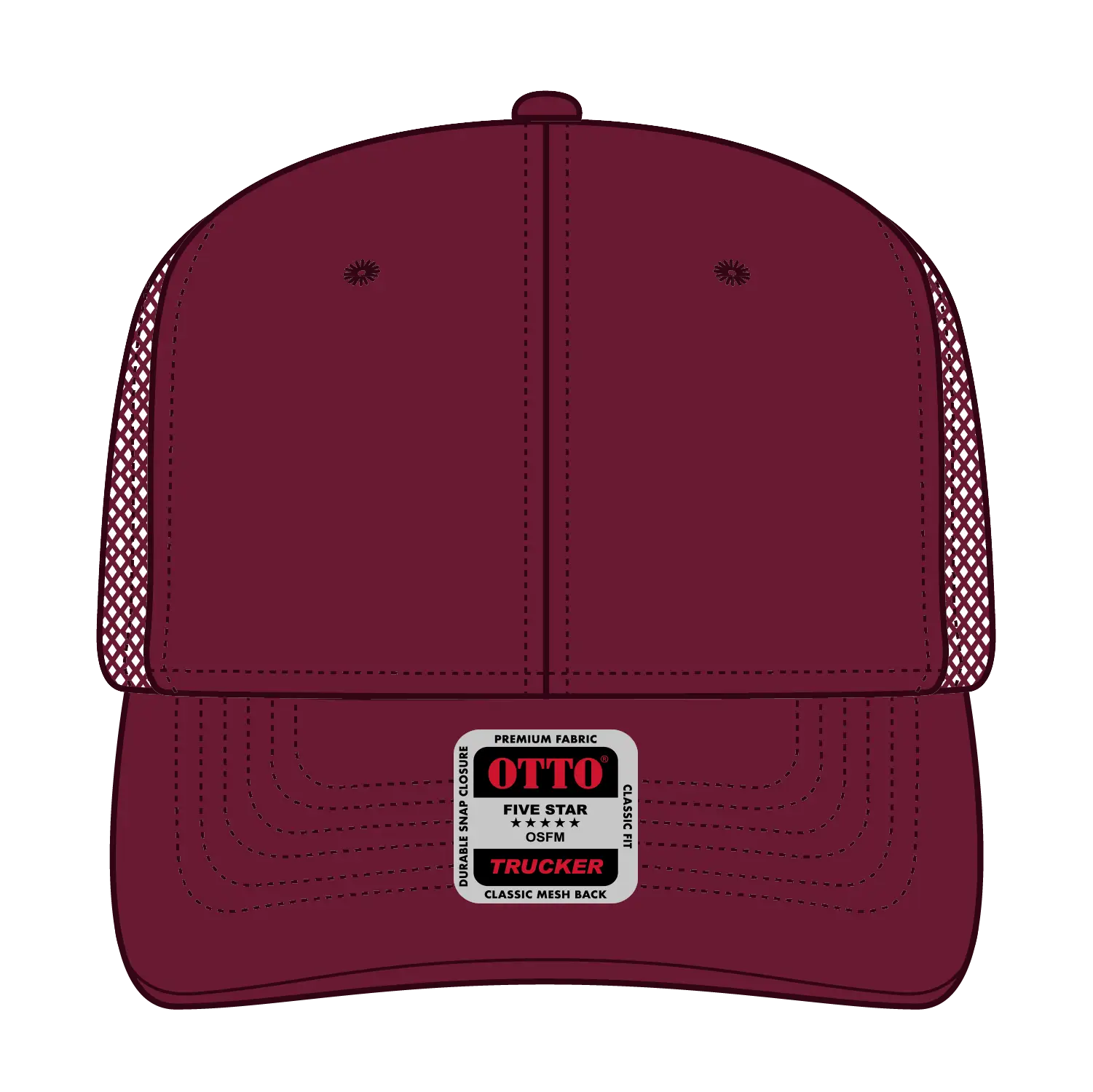 OTTO 112-1 6 Panel Mid Profile Mesh Back Trucker Cap - Burg. Marn - Burg. Marn / 7 3/8’’ - 7 5/8’’