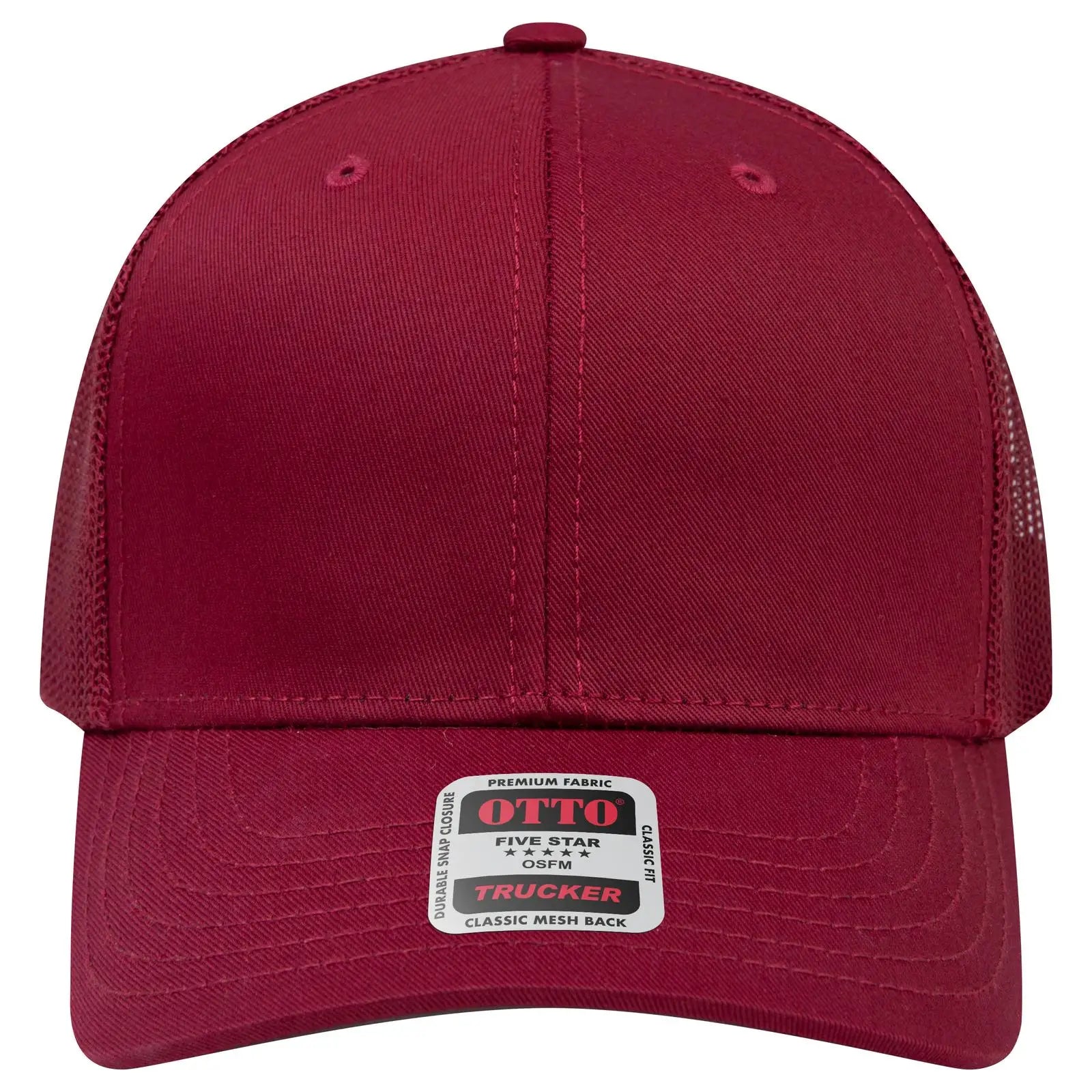 OTTO 112-1 6 Panel Mid Profile Mesh Back Trucker Cap - Burg. Marn - Burg. Marn / 7 3/8’’ - 7 5/8’’