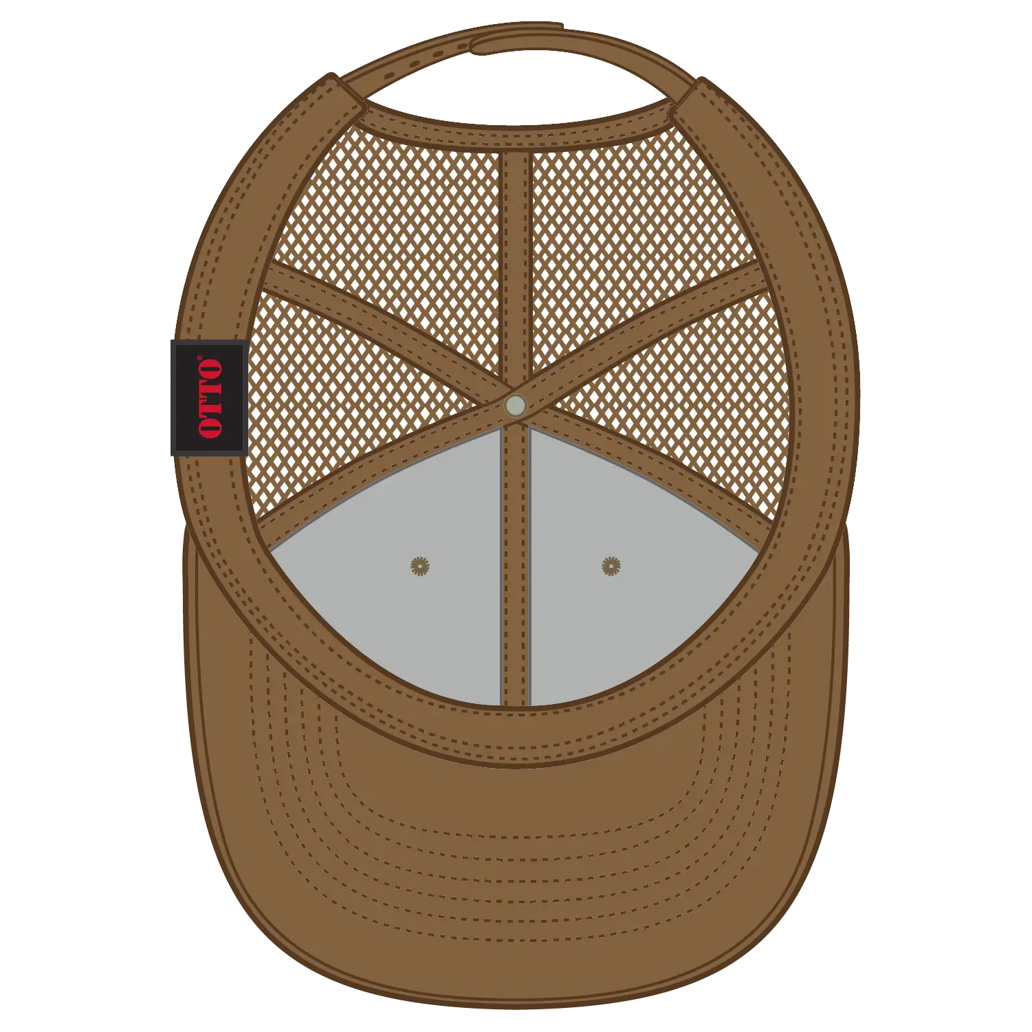 OTTO 112-1 6 Panel Mid Profile Mesh Back Trucker Cap - C.Brn/Kha/C.Brn - C.Brn/Kha/C.Brn / 7 3/8’’ - 7 5/8’’