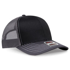 OTTO 112-1 6 Panel Mid Profile Mesh Back Trucker Cap - Ch.Gry/Blk/Ch.Gry - Ch.Gry/Blk/Ch.Gry / 7 3/8’’ - 7 5/8’’