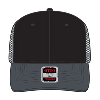 OTTO 112-1 6 Panel Mid Profile Mesh Back Trucker Cap - Ch.Gry/Blk/Ch.Gry - Ch.Gry/Blk/Ch.Gry / 7 3/8’’ - 7 5/8’’