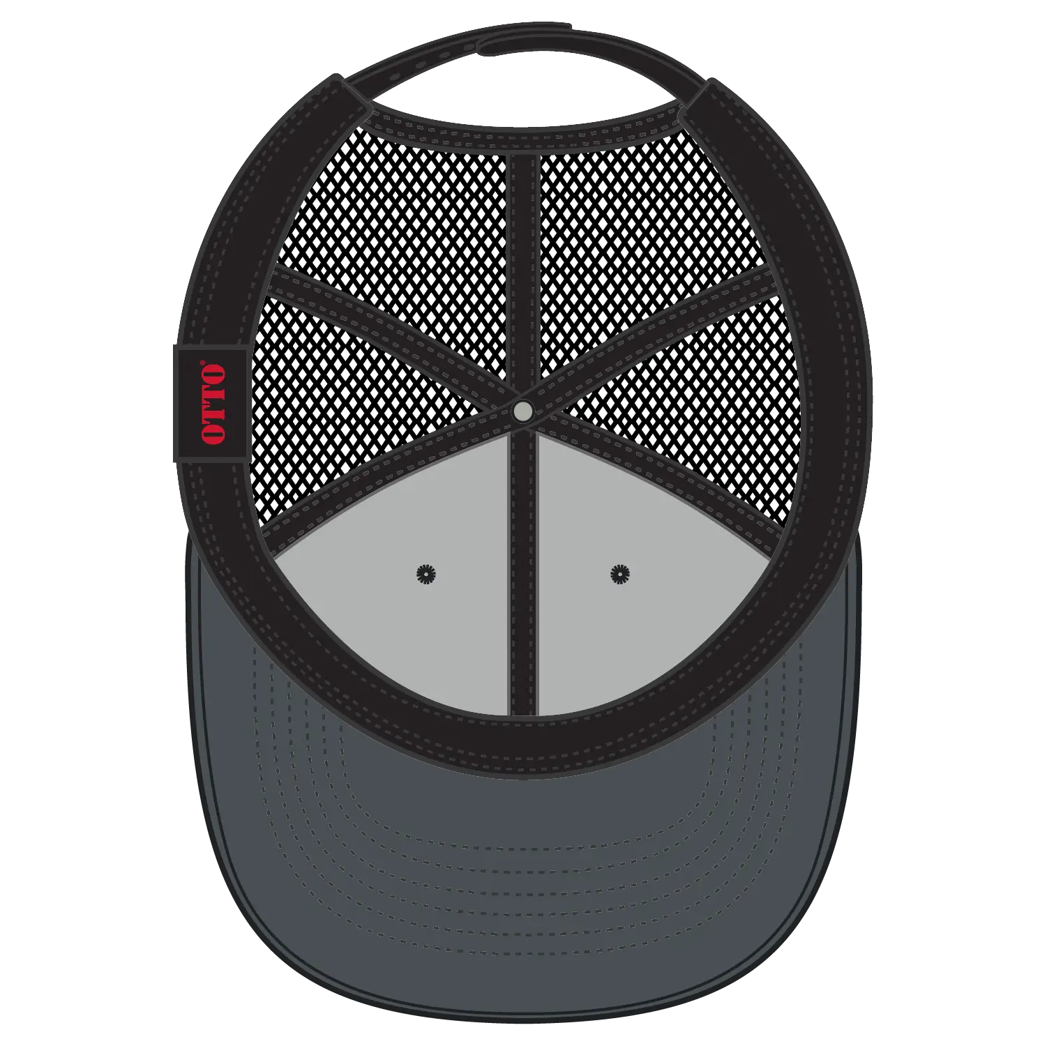 OTTO 112-1 6 Panel Mid Profile Mesh Back Trucker Cap - Ch.Gry/Ch.Gry/Blk - Ch.Gry/Ch.Gry/Blk / 7 3/8’’ - 7 5/8’’