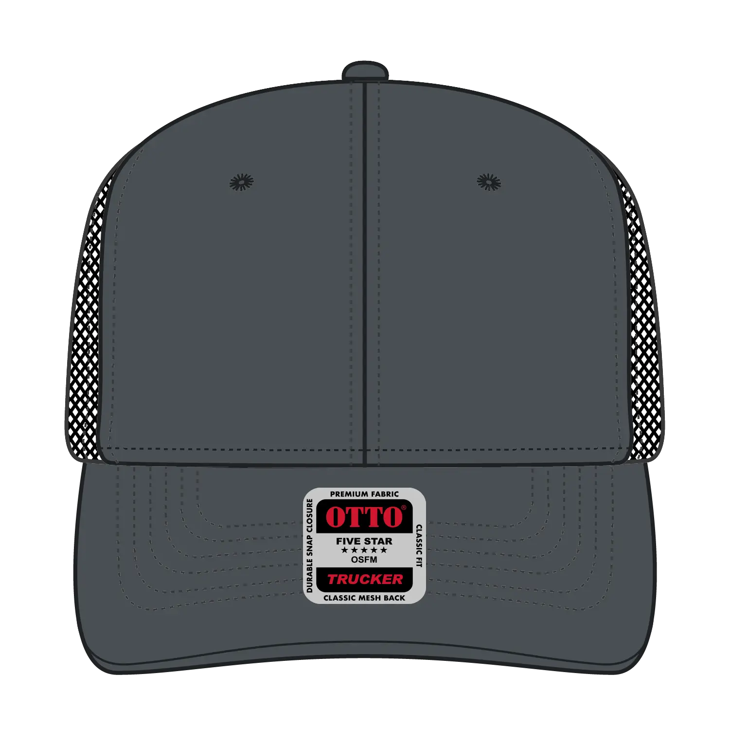 OTTO 112-1 6 Panel Mid Profile Mesh Back Trucker Cap - Ch.Gry/Ch.Gry/Blk - Ch.Gry/Ch.Gry/Blk / 7 3/8’’ - 7 5/8’’