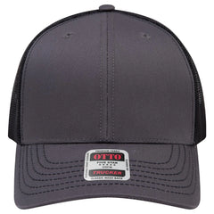 OTTO 112-1 6 Panel Mid Profile Mesh Back Trucker Cap - Ch.Gry/Ch.Gry/Blk - Ch.Gry/Ch.Gry/Blk / 7 3/8’’ - 7 5/8’’