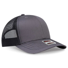 OTTO 112-1 6 Panel Mid Profile Mesh Back Trucker Cap - Ch.Gry/Ch.Gry/Blk - Ch.Gry/Ch.Gry/Blk / 7 3/8’’ - 7 5/8’’