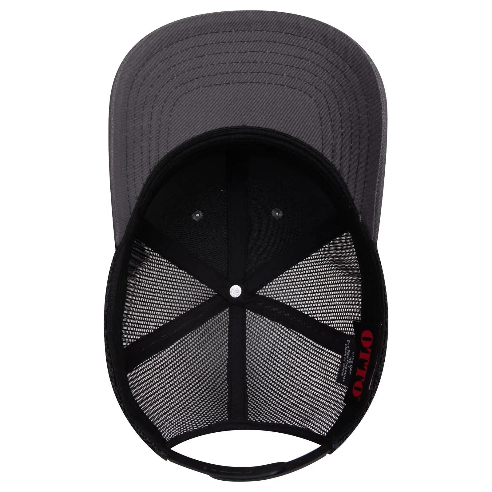 OTTO 112-1 6 Panel Mid Profile Mesh Back Trucker Cap - Ch.Gry/Ch.Gry/Blk - Ch.Gry/Ch.Gry/Blk / 7 3/8’’ - 7 5/8’’