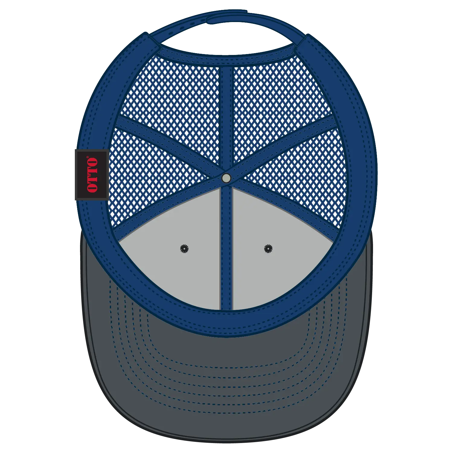 OTTO 112-1 6 Panel Mid Profile Mesh Back Trucker Cap - Ch.Gry/Ch.Gry/Ryl - Ch.Gry/Ch.Gry/Ryl / 7 3/8’’ - 7 5/8’’