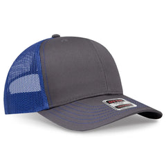 OTTO 112-1 6 Panel Mid Profile Mesh Back Trucker Cap - Ch.Gry/Ch.Gry/Ryl - Ch.Gry/Ch.Gry/Ryl / 7 3/8’’ - 7 5/8’’