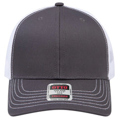 OTTO 112-1 6 Panel Mid Profile Mesh Back Trucker Cap - Ch.Gry/Ch.Gry/Wht - Ch.Gry/Ch.Gry/Wht / 7 3/8’’ - 7 5/8’’