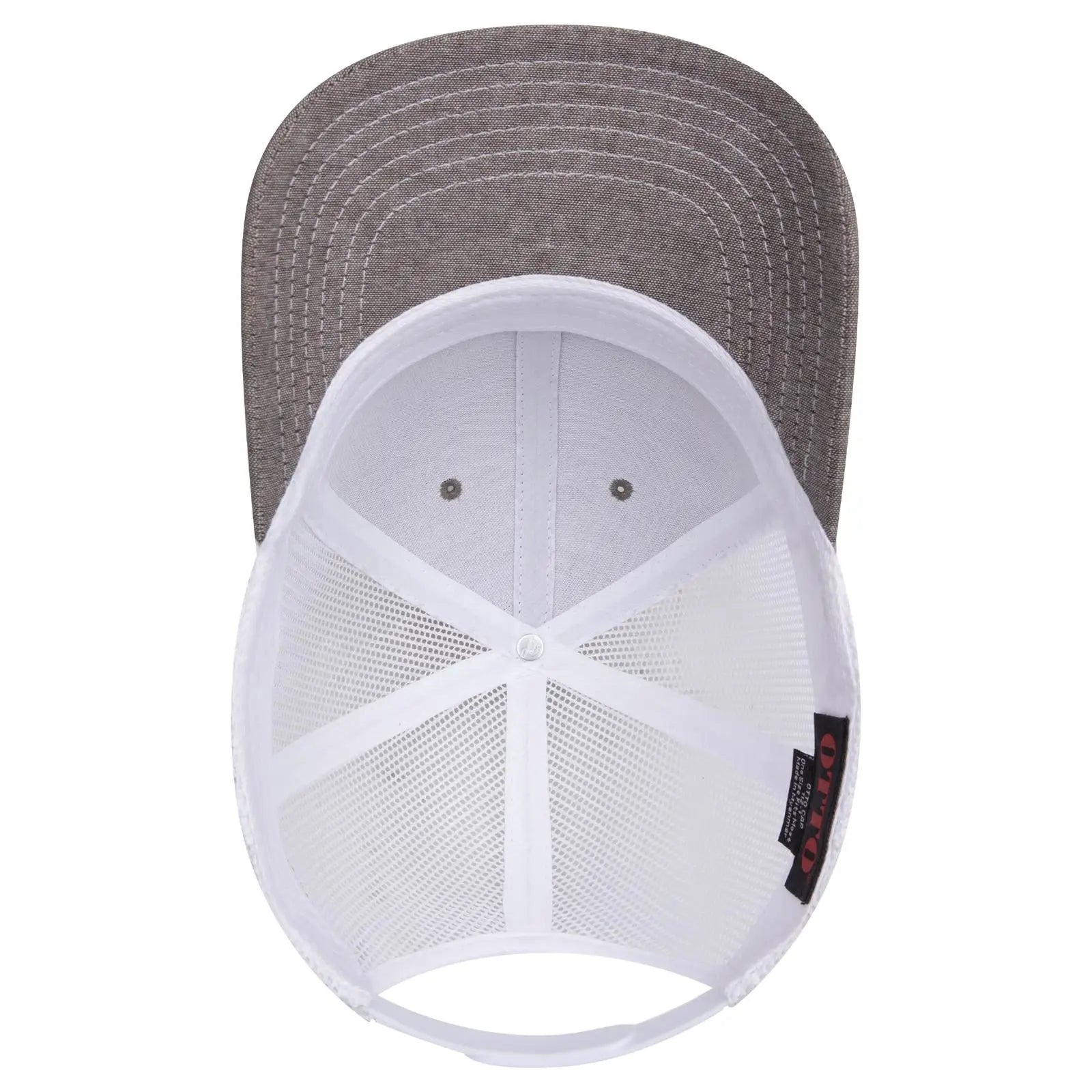 OTTO 112-1 6 Panel Mid Profile Mesh Back Trucker Cap - Ch.Gry/Wht - Ch.Gry/Wht / 7 3/8’’ - 7 5/8’’
