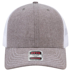 OTTO 112-1 6 Panel Mid Profile Mesh Back Trucker Cap - Ch.Gry/Wht - Ch.Gry/Wht / 7 3/8’’ - 7 5/8’’