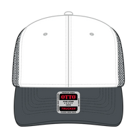 OTTO 112-1 6 Panel Mid Profile Mesh Back Trucker Cap - Ch.Gry/Wht/Ch.Gry - Ch.Gry/Wht/Ch.Gry / 7 3/8’’ - 7 5/8’’