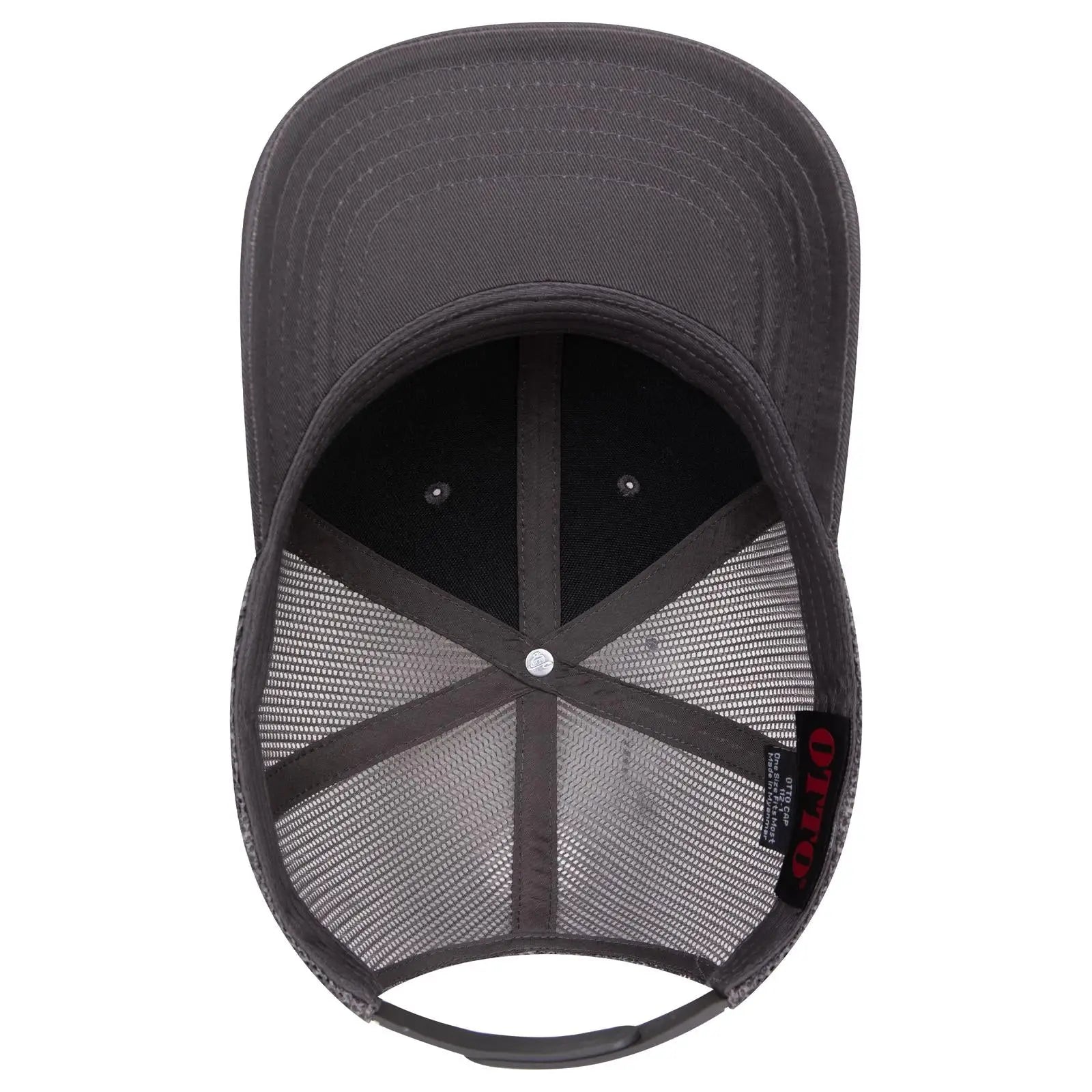 OTTO 112-1 6 Panel Mid Profile Mesh Back Trucker Cap - Char. Gray