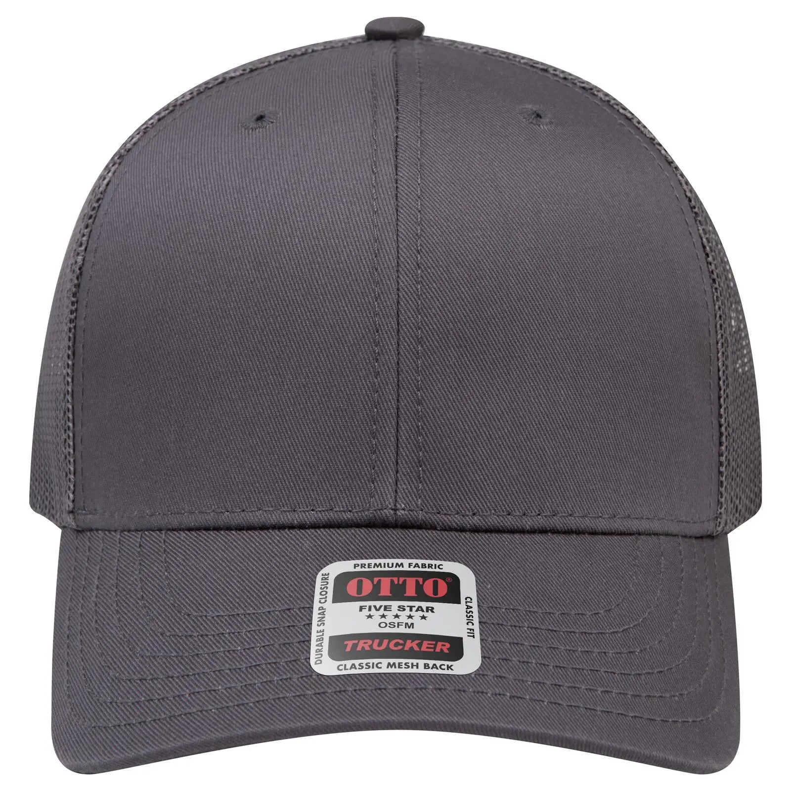 OTTO 112-1 6 Panel Mid Profile Mesh Back Trucker Cap - Char. Gray