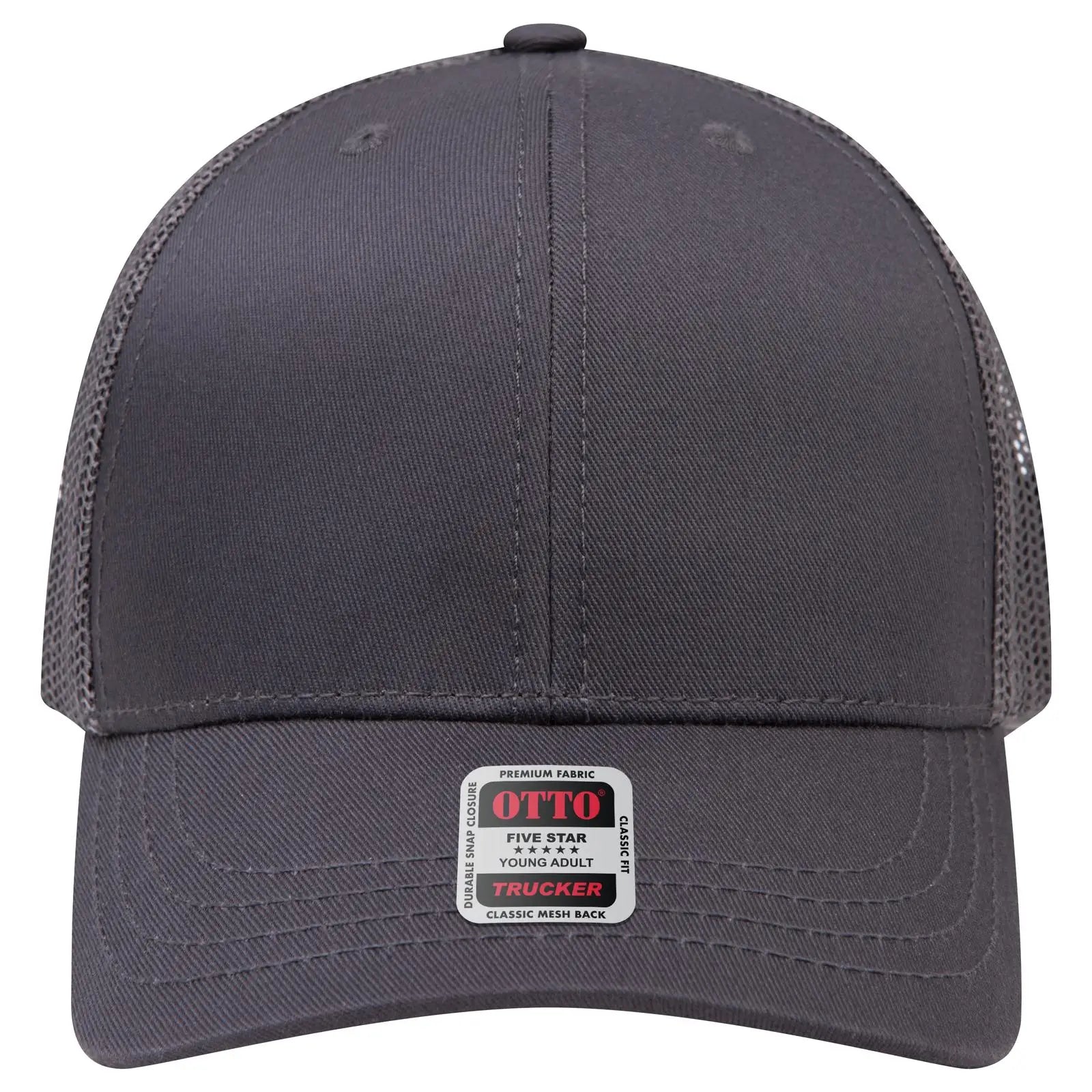 OTTO 112-1 6 Panel Mid Profile Mesh Back Trucker Cap - Char. Gray