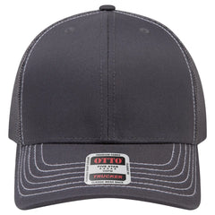 OTTO 112-1 6 Panel Mid Profile Mesh Back Trucker Cap - Char. Gray - Char. Gray / 7 3/8’’ - 7 5/8’’
