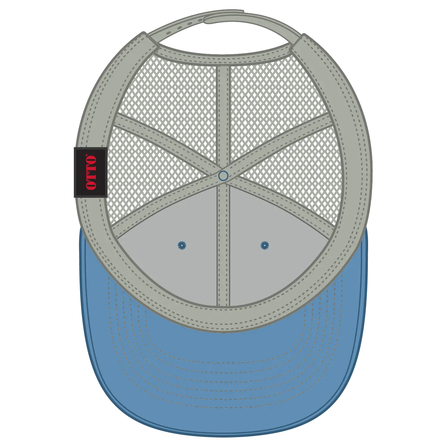 OTTO 112-1 6 Panel Mid Profile Mesh Back Trucker Cap - Col. Blue/Col.Blue/Stn.Gry - Col. Blue/Col.Blue/Stn.Gry / 7