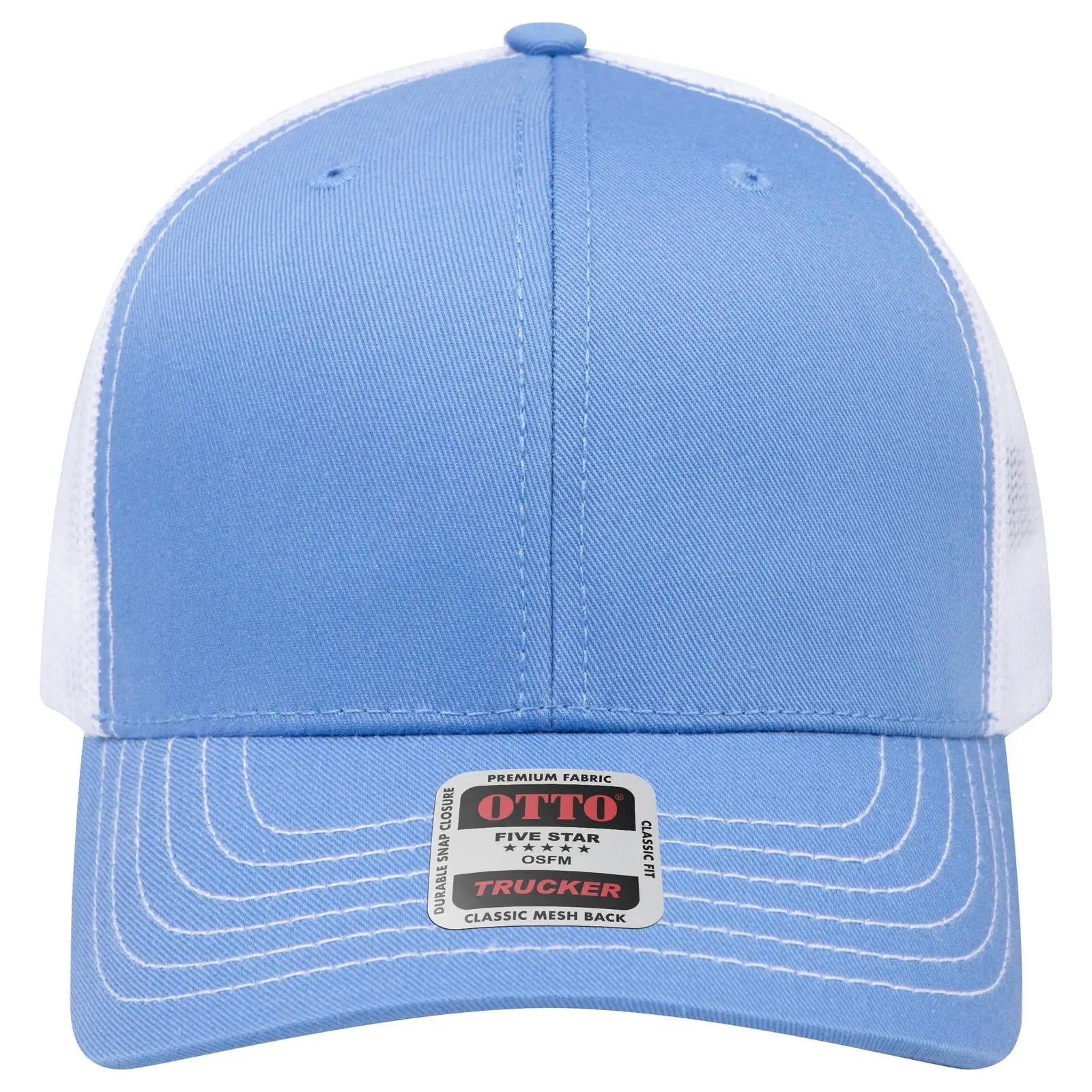 OTTO 112-1 6 Panel Mid Profile Mesh Back Trucker Cap - Col. Blue/Col.Blue/Wht - Col. Blue/Col.Blue/Wht / 7 3/8’’ - 7