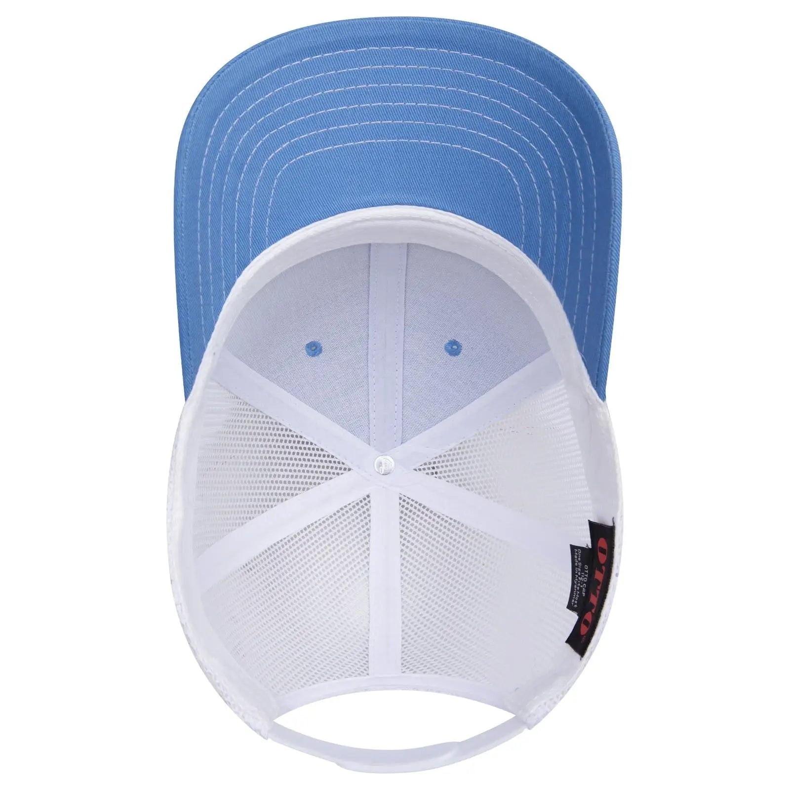 OTTO 112-1 6 Panel Mid Profile Mesh Back Trucker Cap - Col. Blue/Col.Blue/Wht - Col. Blue/Col.Blue/Wht / 7 3/8’’ - 7