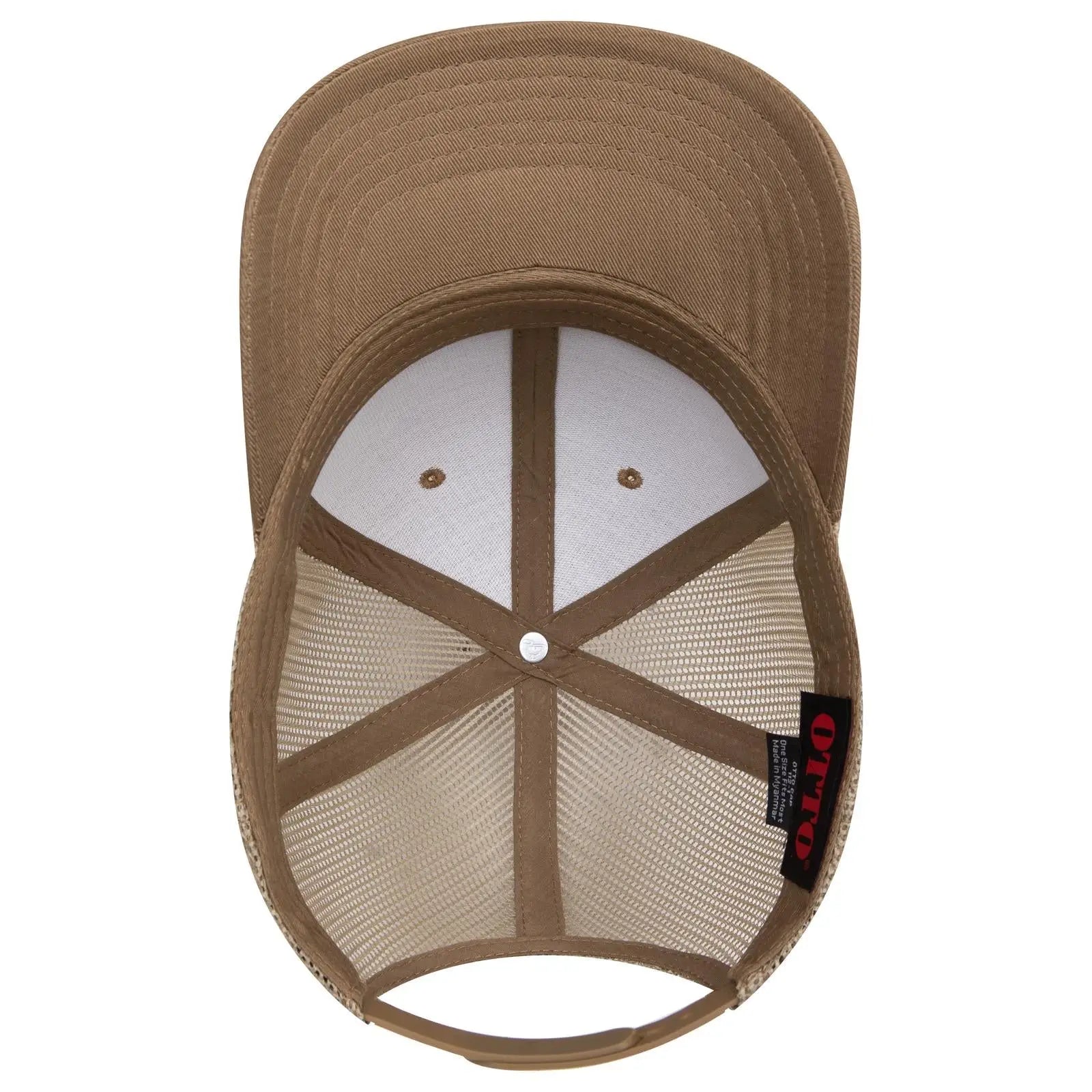 OTTO 112-1 6 Panel Mid Profile Mesh Back Trucker Cap - Coyote Brown - Coyote Brown / 7 3/8’’ - 7 5/8’’