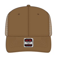 OTTO 112-1 6 Panel Mid Profile Mesh Back Trucker Cap - Coyote Brown - Coyote Brown / 7 3/8’’ - 7 5/8’’