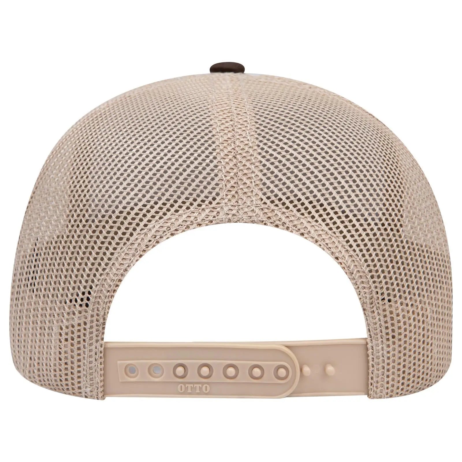 OTTO 112-1 6 Panel Mid Profile Mesh Back Trucker Cap - Dk.Brn/Dk.Brn/Kha - Dk.Brn/Dk.Brn/Kha / 7 3/8’’ - 7 5/8’’