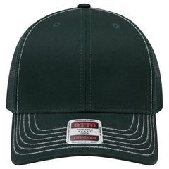 OTTO 112-1 6 Panel Mid Profile Mesh Back Trucker Cap - Dk. Green - Dk. Green / 7 3/8’’ - 7 5/8’’