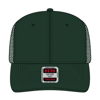 OTTO 112-1 6 Panel Mid Profile Mesh Back Trucker Cap - Dk. Green - Dk. Green / 7 3/8’’ - 7 5/8’’