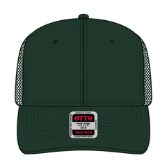 OTTO 112-1 6 Panel Mid Profile Mesh Back Trucker Cap - Dk. Green - Dk. Green / 7 3/8’’ - 7 5/8’’