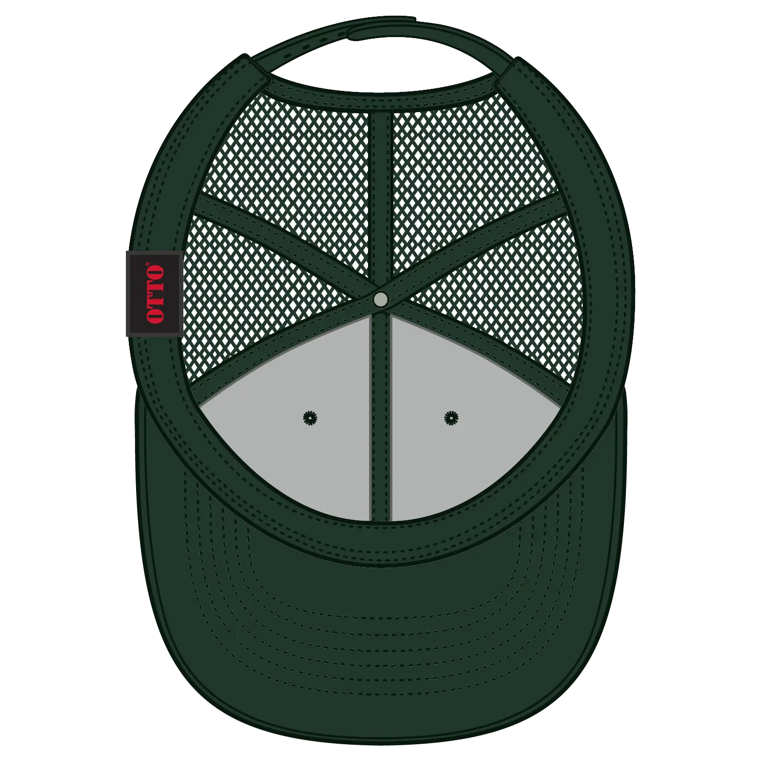 OTTO 112-1 6 Panel Mid Profile Mesh Back Trucker Cap - Dk. Green - Dk. Green / 7 3/8’’ - 7 5/8’’