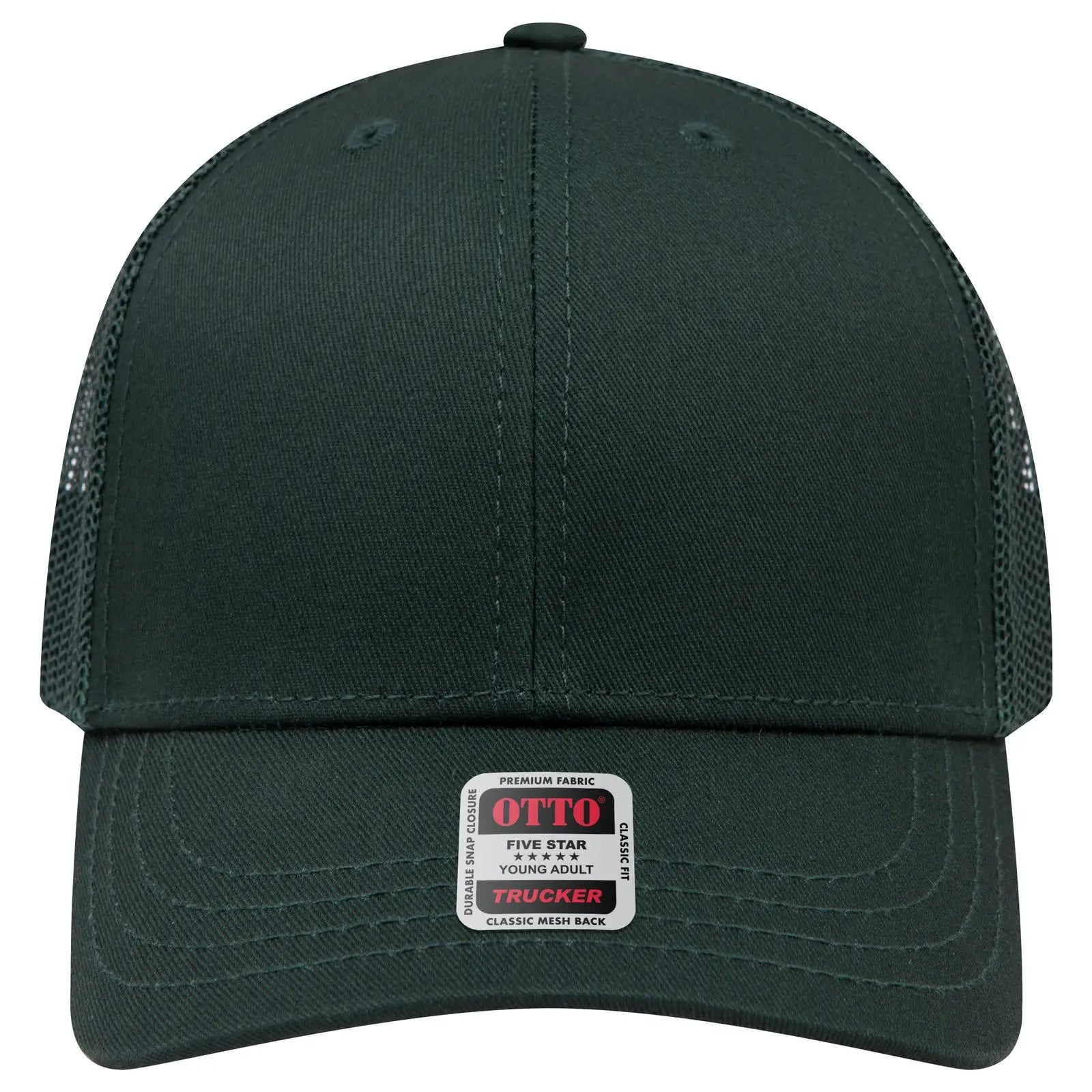OTTO 112-1 6 Panel Mid Profile Mesh Back Trucker Cap - Dk. Green