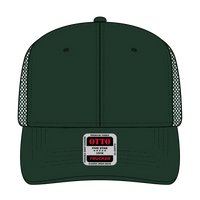 OTTO 112-1 6 Panel Mid Profile Mesh Back Trucker Cap - Dk. Green - Dk. Green / 7 3/8’’ - 7 5/8’’