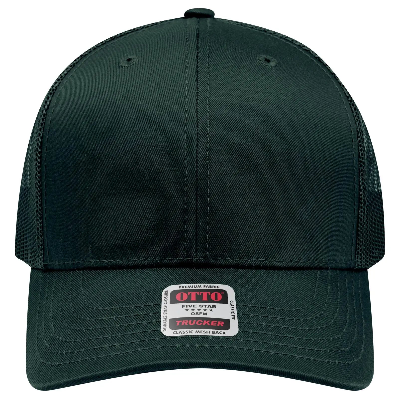OTTO 112-1 6 Panel Mid Profile Mesh Back Trucker Cap - Dk. Green