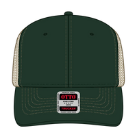 OTTO 112-1 6 Panel Mid Profile Mesh Back Trucker Cap - Dk.Grn/Dk.Grn/Kha - Dk.Grn/Dk.Grn/Kha / 7 3/8’’ - 7 5/8’’