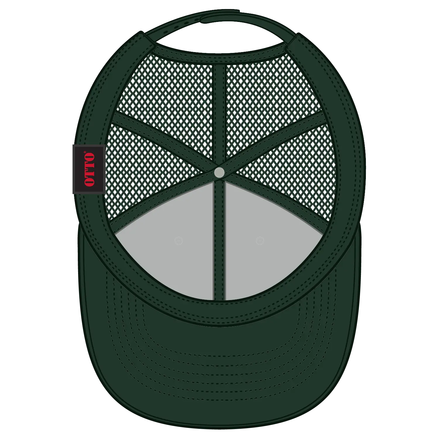 OTTO 112-1 6 Panel Mid Profile Mesh Back Trucker Cap - Dk.Grn/Wht/Dk.Grn - Dk.Grn/Wht/Dk.Grn / 7 3/8’’ - 7 5/8’’