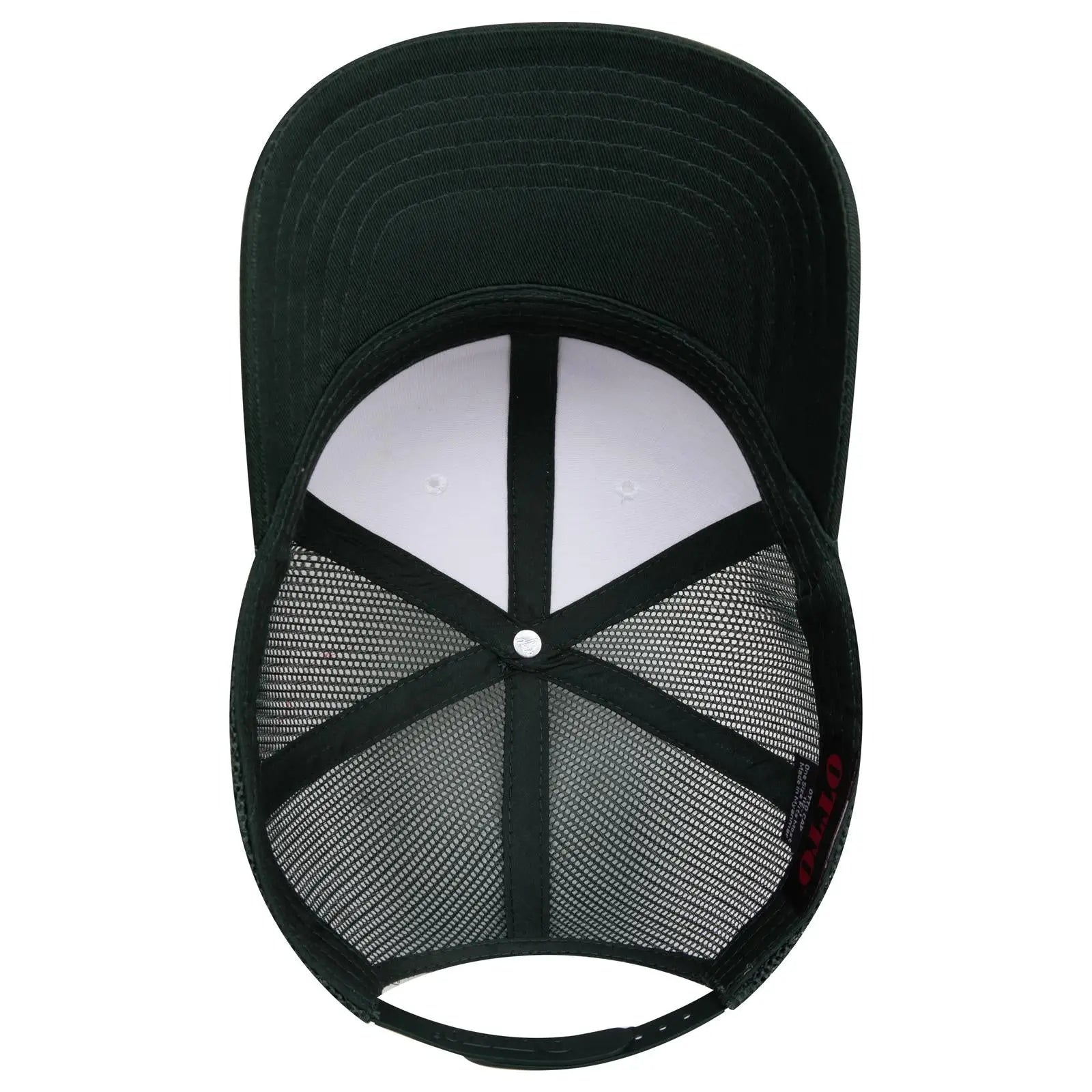 OTTO 112-1 6 Panel Mid Profile Mesh Back Trucker Cap - Dk.Grn/Wht/Dk.Grn - Dk.Grn/Wht/Dk.Grn / 7 3/8’’ - 7 5/8’’
