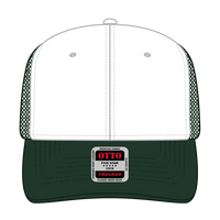 OTTO 112-1 6 Panel Mid Profile Mesh Back Trucker Cap - Dk.Grn/Wht/Dk.Grn - Dk.Grn/Wht/Dk.Grn / 7 3/8’’ - 7 5/8’’
