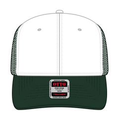 OTTO 112-1 6 Panel Mid Profile Mesh Back Trucker Cap - Dk.Grn/Wht/Dk.Grn - Dk.Grn/Wht/Dk.Grn / 7 3/8’’ - 7 5/8’’