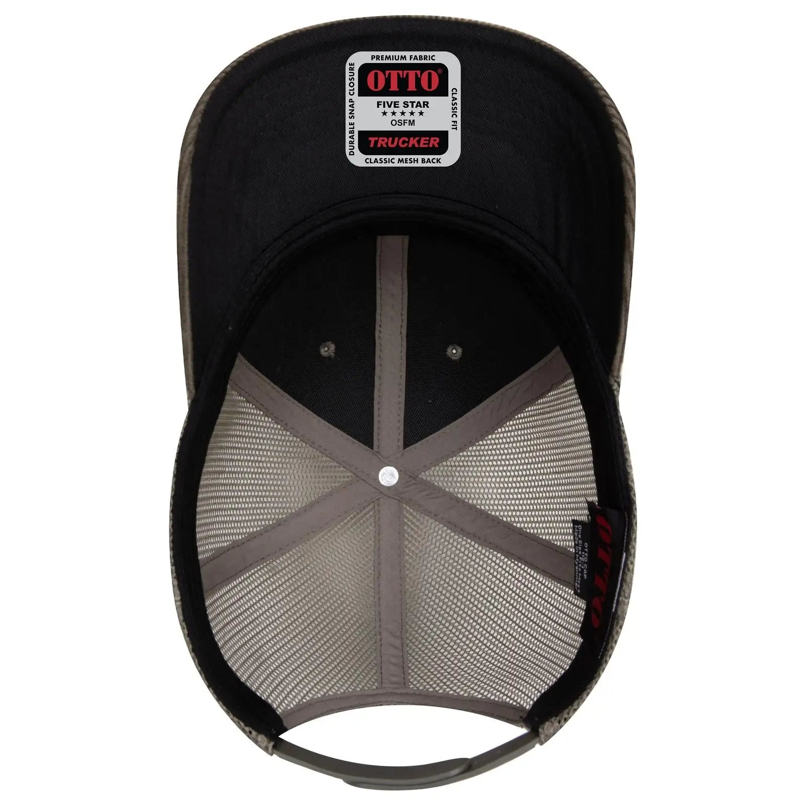 OTTO 112-1 6 Panel Mid Profile Mesh Back Trucker Cap - Dk Ol Grn - Dk Ol Grn / 7 3/8’’ - 7 5/8’’