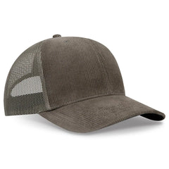 OTTO 112-1 6 Panel Mid Profile Mesh Back Trucker Cap - Dk Ol Grn - Dk Ol Grn / 7 3/8’’ - 7 5/8’’
