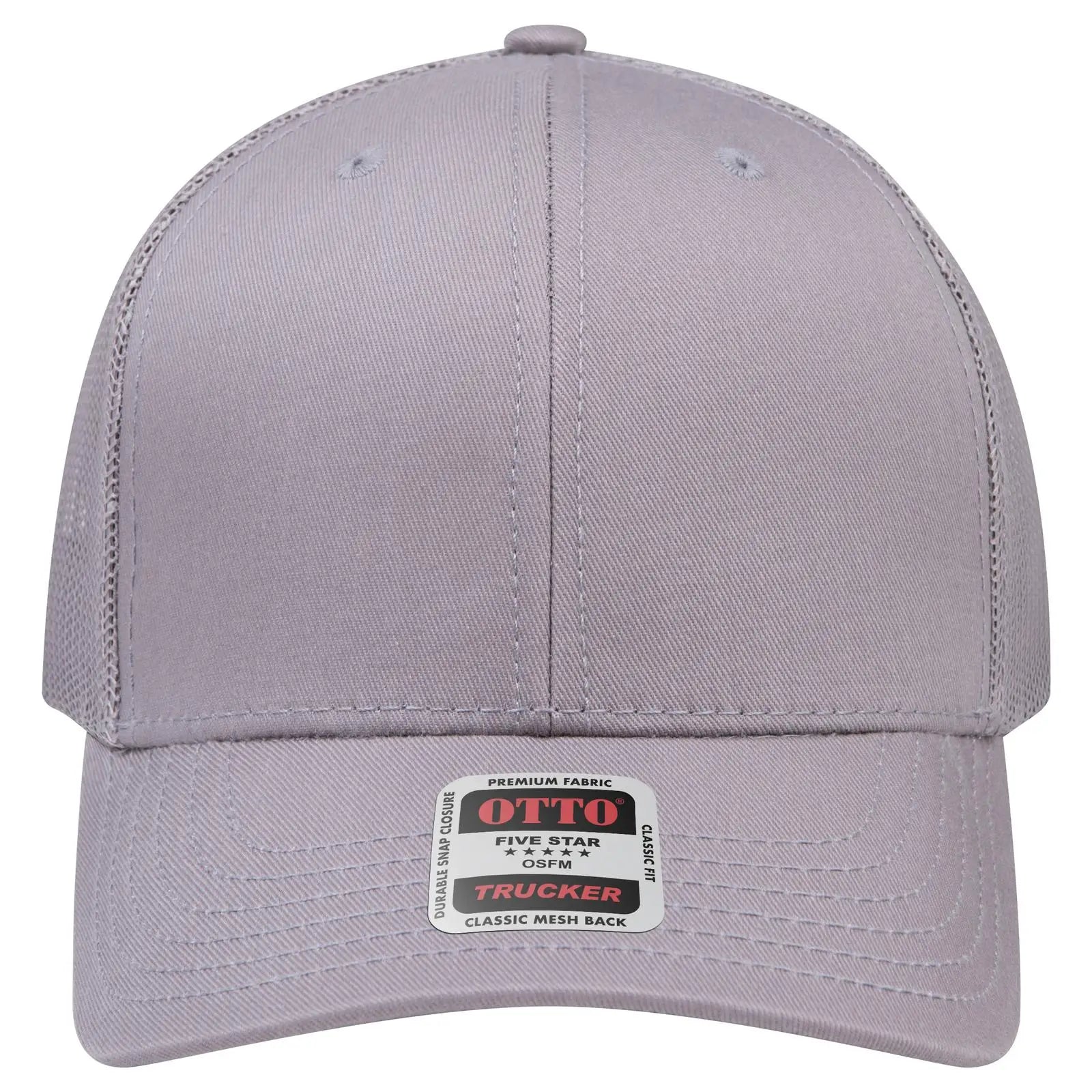 OTTO 112-1 6 Panel Mid Profile Mesh Back Trucker Cap - Gray - Gray / 7 3/8’’ - 7 5/8’’