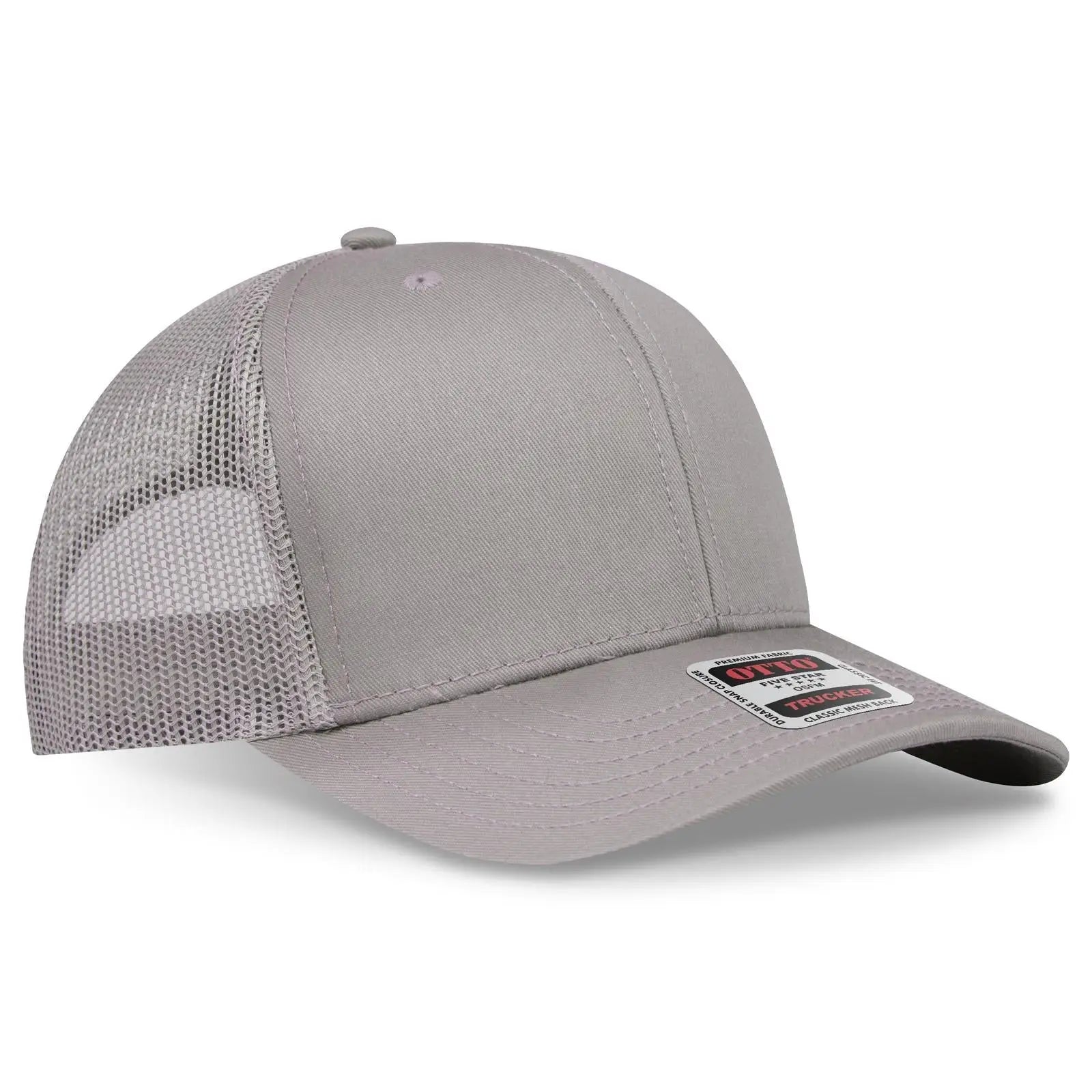 OTTO 112-1 6 Panel Mid Profile Mesh Back Trucker Cap - Gray - Gray / 7 3/8’’ - 7 5/8’’