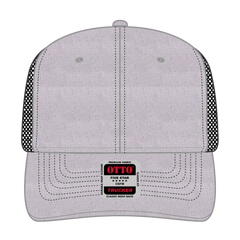 OTTO 112-1 6 Panel Mid Profile Mesh Back Trucker Cap - H. Gry/H. Gry/Blk - H. Gry/H. Gry/Blk / 7 3/8’’ - 7 5/8’’