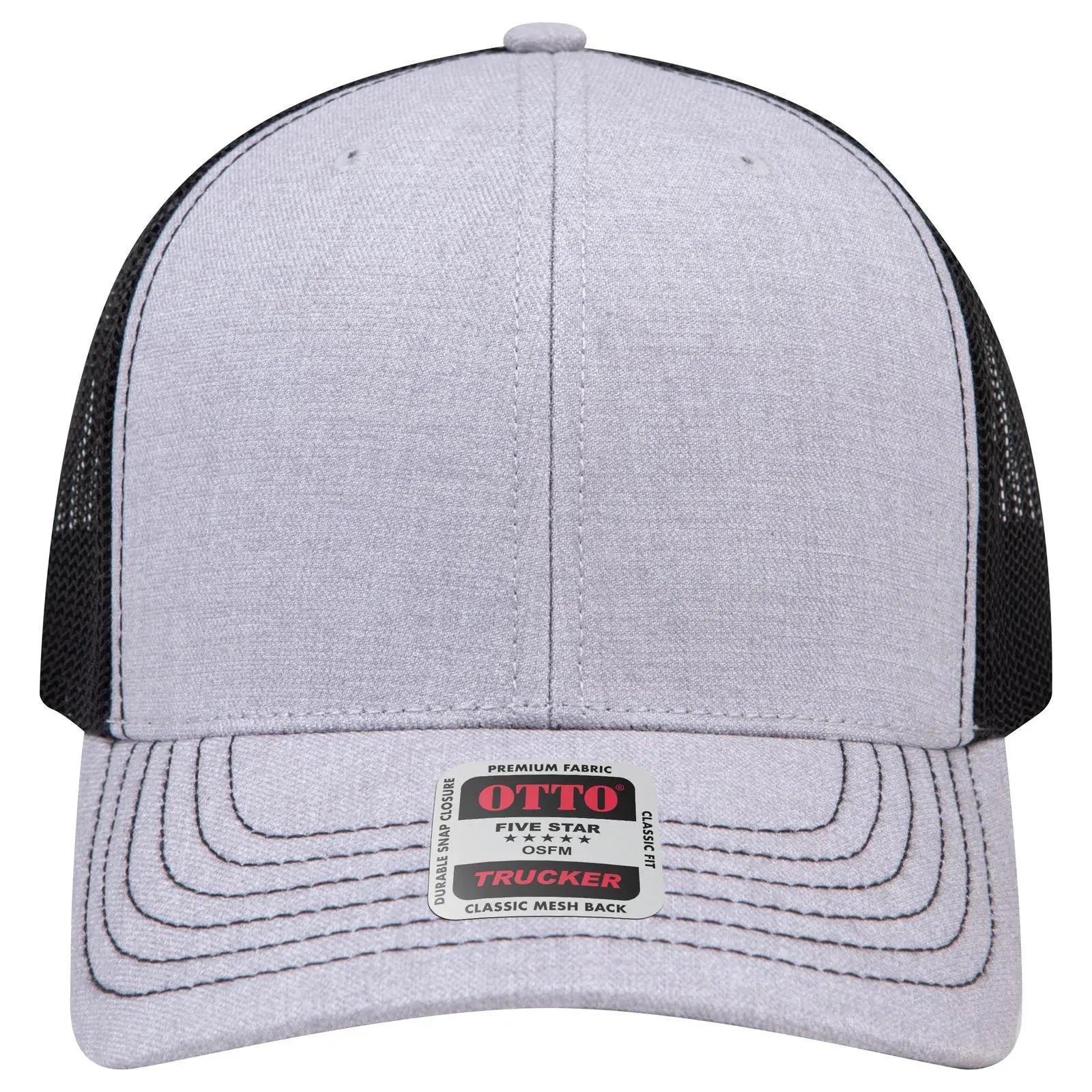 OTTO 112-1 6 Panel Mid Profile Mesh Back Trucker Cap - H. Gry/H. Gry/Blk