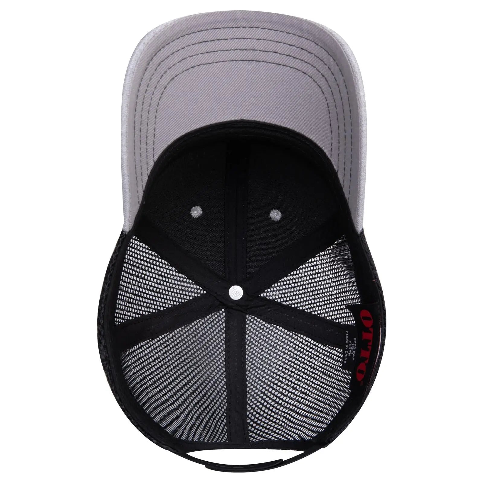 OTTO 112-1 6 Panel Mid Profile Mesh Back Trucker Cap - H. Gry/H. Gry/Blk