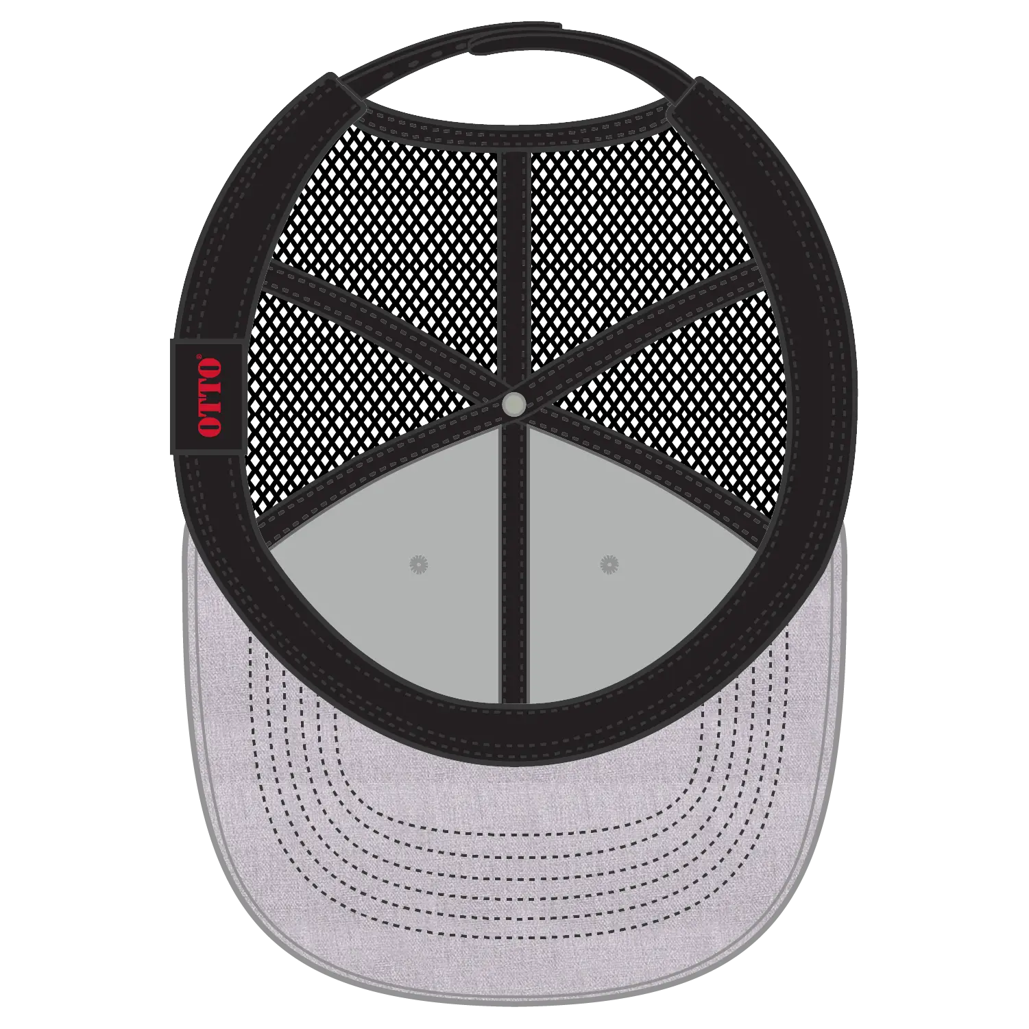 OTTO 112-1 6 Panel Mid Profile Mesh Back Trucker Cap - H. Gry/H. Gry/Blk